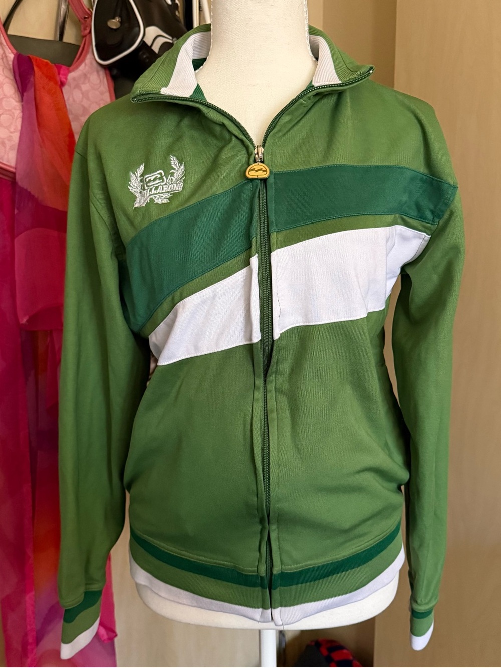 Billabong Green White Zip-Up Track Jacket